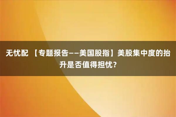 无忧配 【专题报告——美国股指】美股集中度的抬升是否值得担忧？